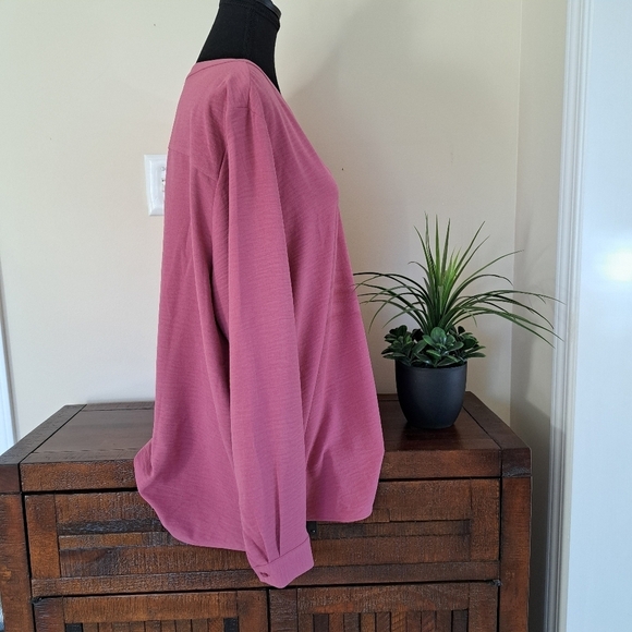 Dalia Blouse Women's XXL Long Sleeved Pink Pull Over V-Neck Shirt - Picture 7 of 10